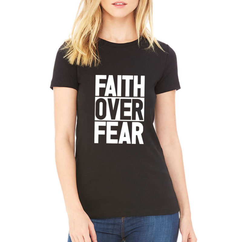 Női póló (Faith Over Fear, fekete)